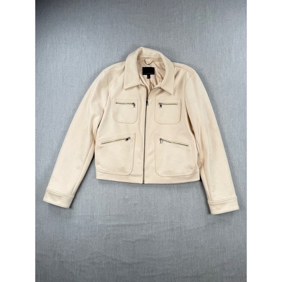 Banana Republic Jackets & Blazers - Banana Republic Womens XL Cream Vegan Suede Zip Utility Jacket Beige RN54023